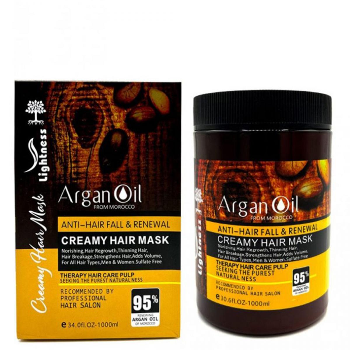 لایتنس ماسک مو تقویت کننده  مدل Argan Oil فاقد سولفات مناسب انواع مو حجم 1000 میلی لیتر