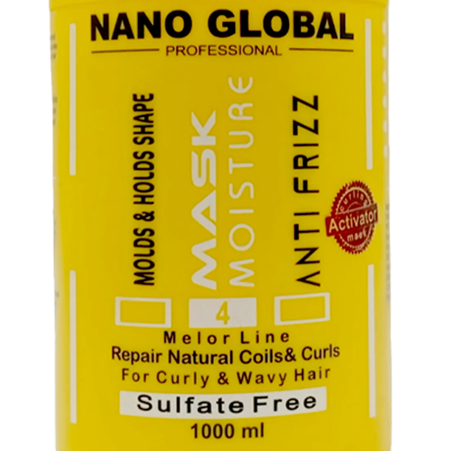 ماسک مو فاقد سولفات نانو گلوبال زرد مناسب موهای فر و مجعد